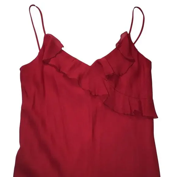 Vtg 90s Y2K City Triangles Red Asymmetrical Ruffle Dress Whimsigoth Fairy 11 - Picture 2 of 10